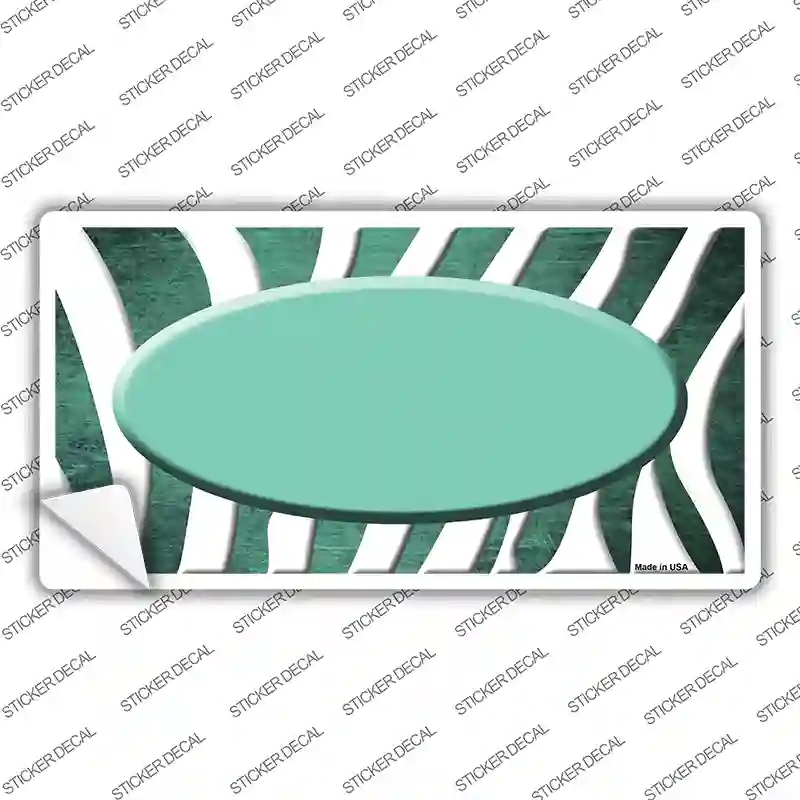 LP-6945s-S Mint White Zebra Oval Oil Rubbed Novelty Sticker Decal, Small