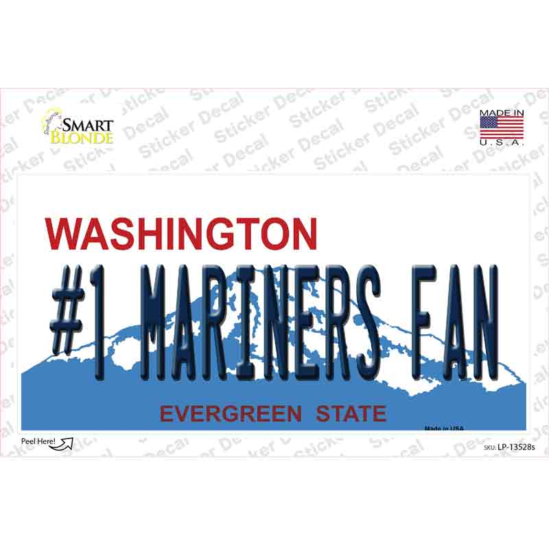 LP-13528s-M Number 1 Mariners Fan Novelty Sticker Decal, Medium