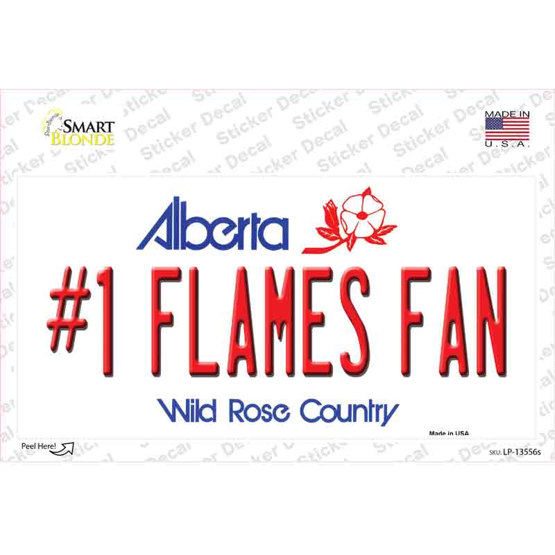 LP-13556s-M Number 1 Flames Fan Novelty Sticker Decal, Medium