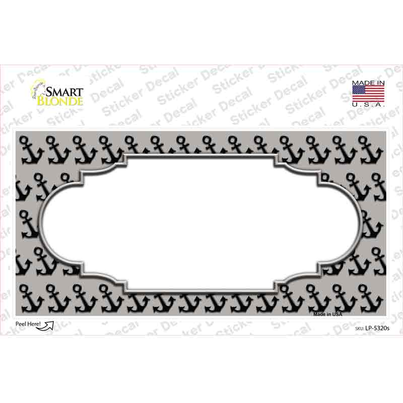 LP-5320s-M Gray Black Anchor Scallop Center Novelty Sticker Decal, Medium