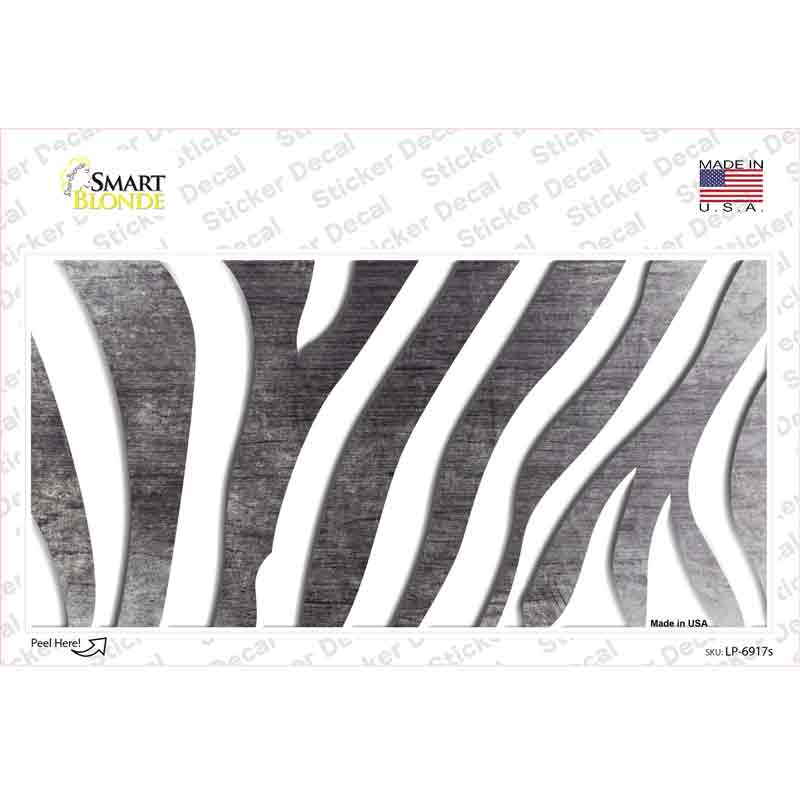 LP-6917s-M Black White Zebra Oil Rubbed Novelty Sticker Decal, Medium