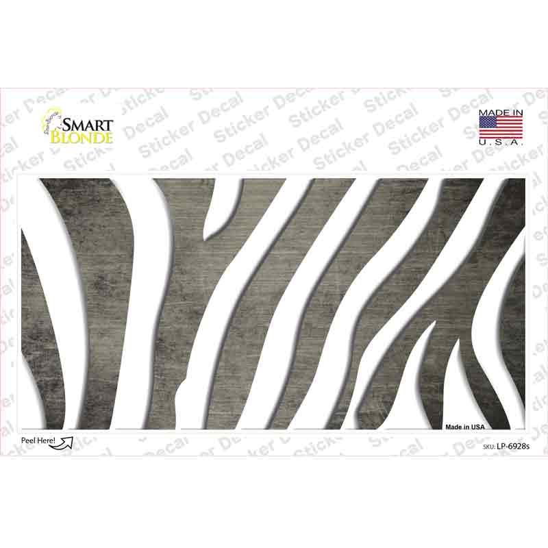 LP-6928s-M Tan White Zebra Oil Rubbed Novelty Sticker Decal, Medium