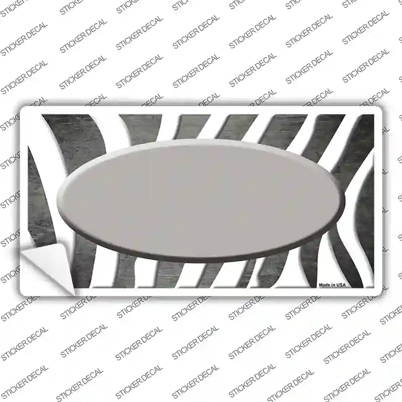 LP-6940s-L Gray White Zebra Oval Oil Rubbed Novelty Sticker Decal, Large