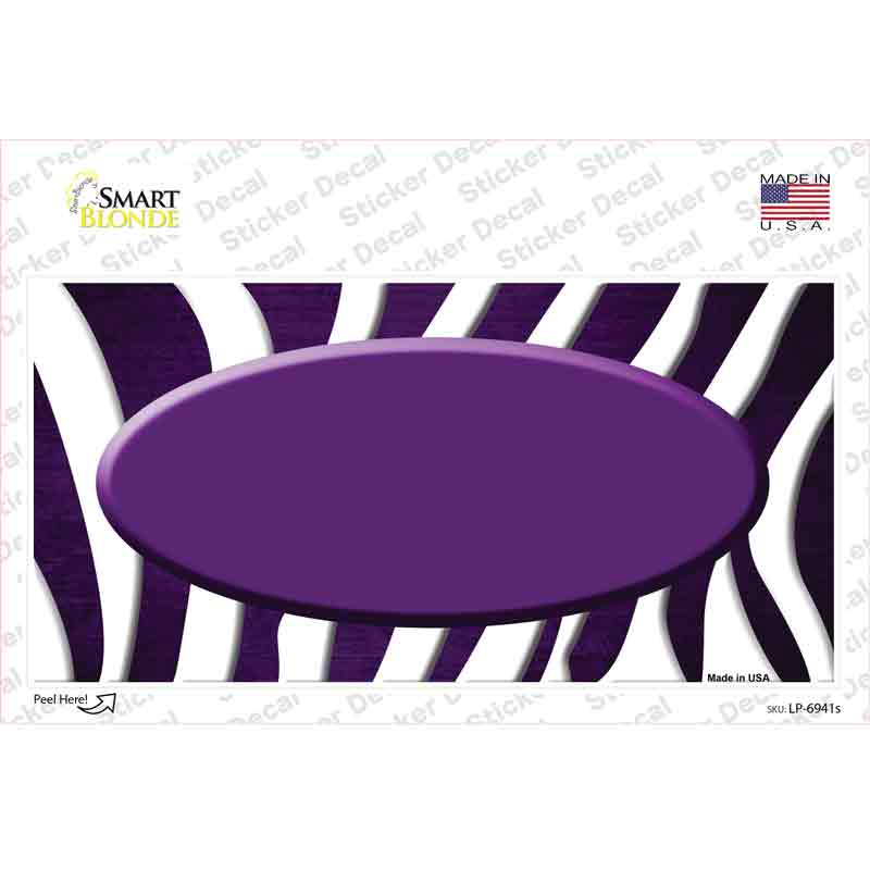 LP-6941s-M Purple White Zebra Oval Oil Rubbed Novelty Sticker Decal, Medium