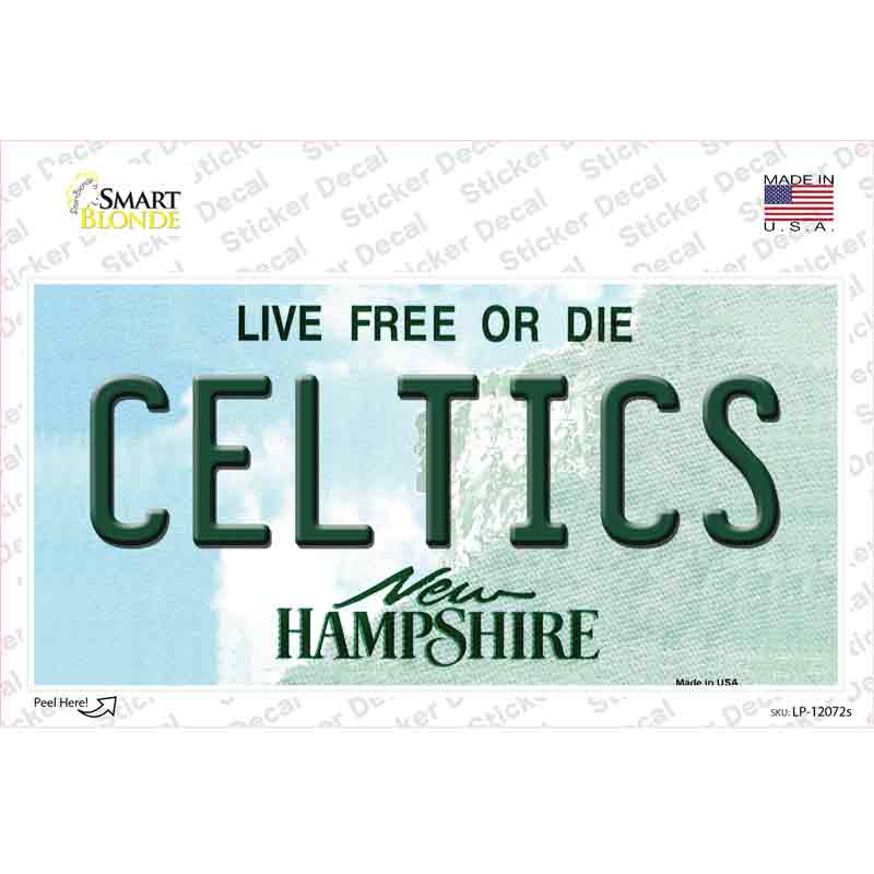 LP-12072s-M Celtics   Hampshire State Novelty Sticker Decal, Medium