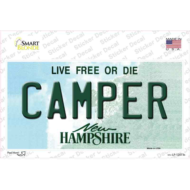 LP-12073s-M Camper   Hampshire State Novelty Sticker Decal, Medium
