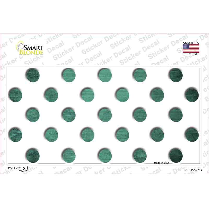 LP-6971s-M Mint White Dots Oil Rubbed Novelty Sticker Decal, Medium