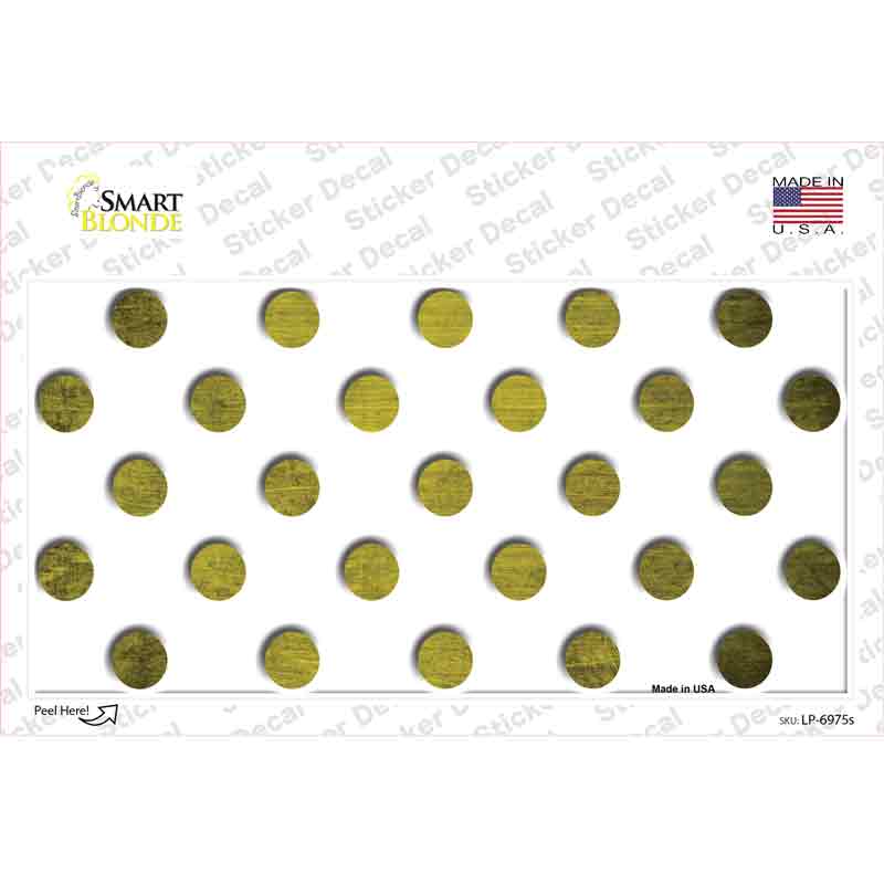 LP-6975s-M Yellow White Dots Oil Rubbed Novelty Sticker Decal, Medium