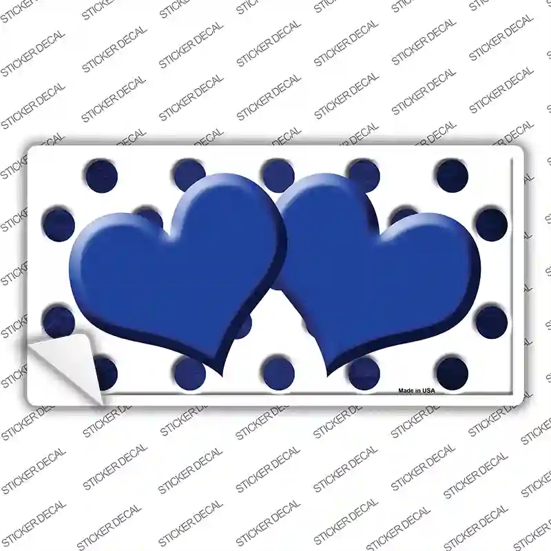 LP-6978s-S Blue White Dots Hearts Oil Rubbed Novelty Sticker Decal, Small