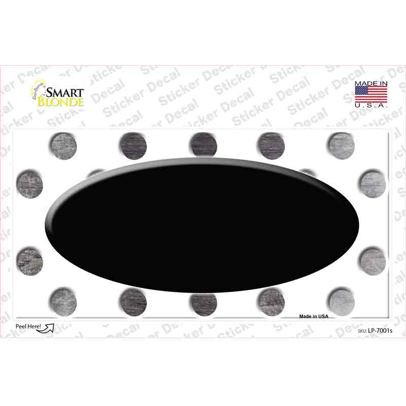 LP-7001s-M Black White Dots Oval Oil Rubbed Novelty Sticker Decal, Medium