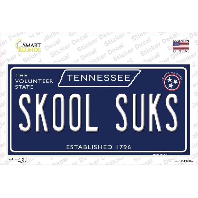 LP-13916s-M Skool Suks Tennessee Blue Novelty Sticker Decal, Medium