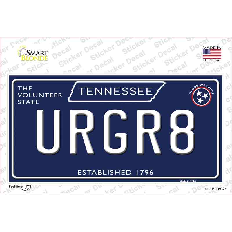 LP-13932s-M URGR8 Tennessee Blue Novelty Sticker Decal, Medium