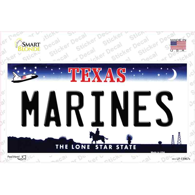 LP-13967s-M Texas Marines Novelty Sticker Decal, Medium