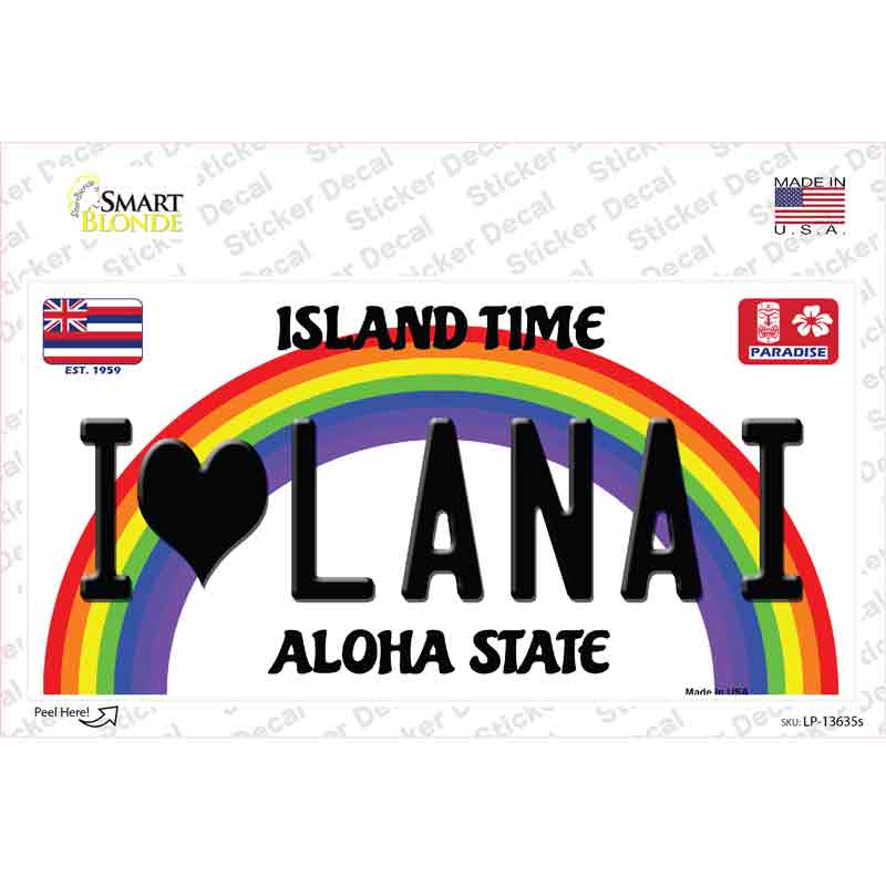 LP-13635s-M I Heart Lanai Novelty Sticker Decal, Medium