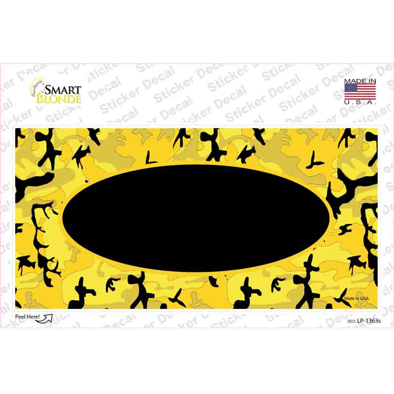 LP-1363s-M Yellow Camouflage with Black Center Oval Novelty Sticker Decal, Medium