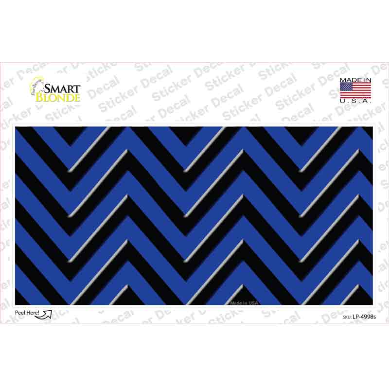 LP-4998s-M Blue Black Chevron Novelty Sticker Decal, Medium