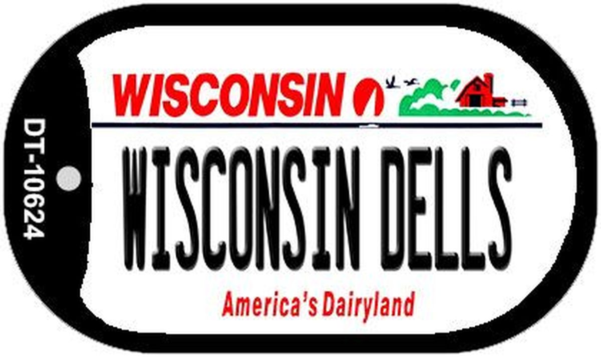 Picture of Smart Blonde DT-10624 1.5 x 2 in. Wisconsin Dells Wisconsin Novelty Metal Dog Tag Necklace