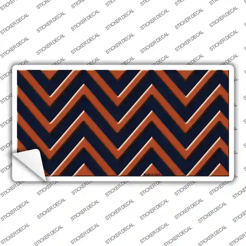 LP-5030s-S Orange Navy Blue Chevron Novelty Sticker Decal, Small