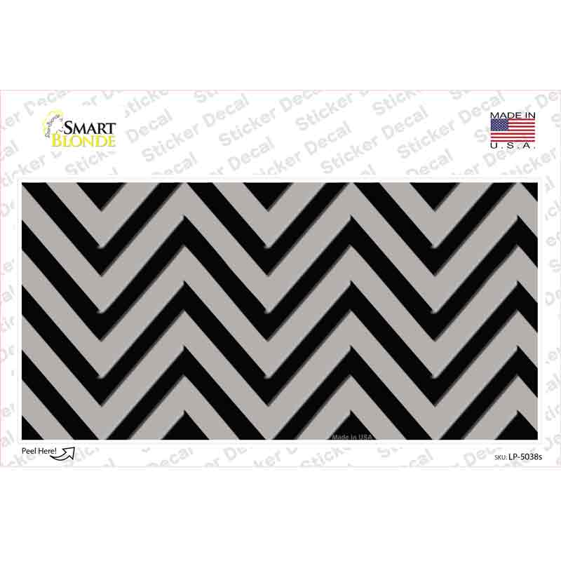 LP-5038s-M Gray Black Chevron Novelty Sticker Decal, Medium