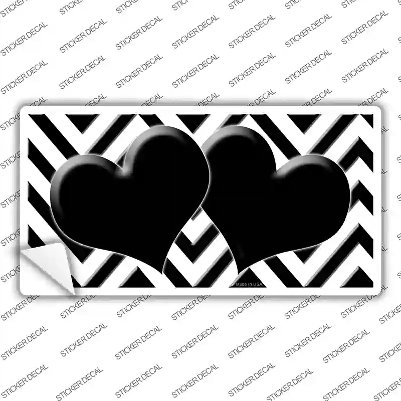 LP-5046s-XL White Black Chevon Hearts Novelty Sticker Decal, Extra Large