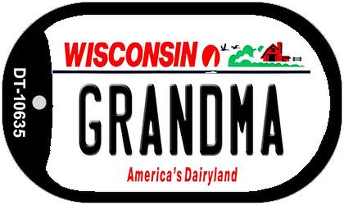 Picture of Smart Blonde DT-10635 1.5 x 2 in. Grandma Wisconsin Novelty Metal Dog Tag Necklace