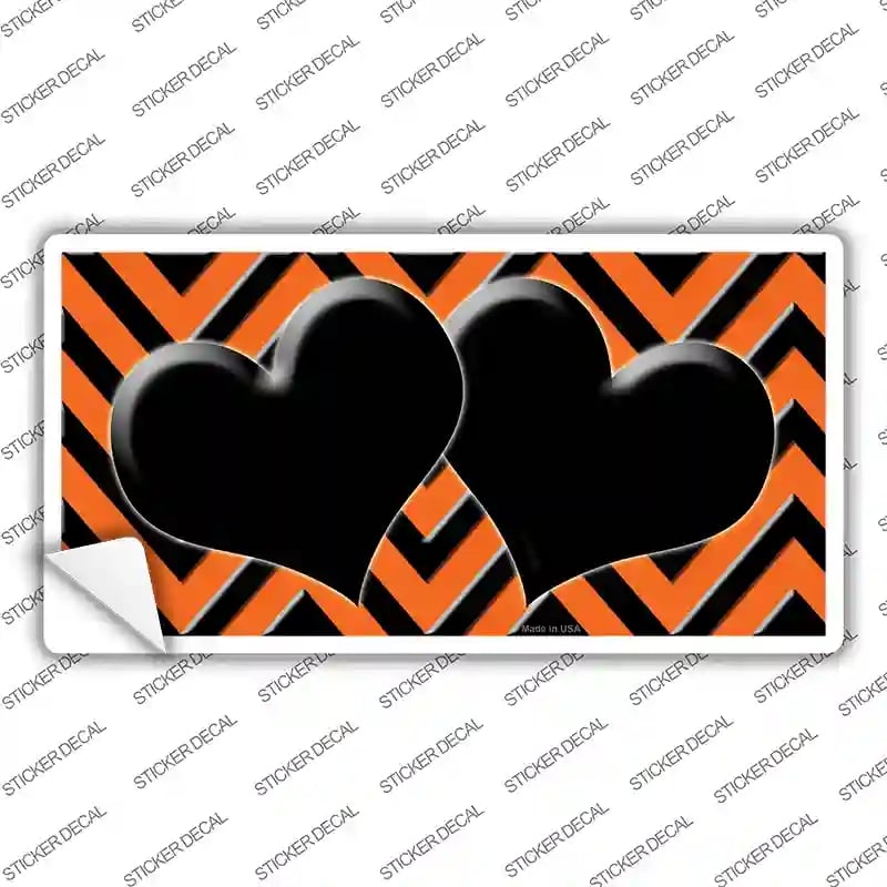 LP-5051s-L Orange Black Chevon Hearts Novelty Sticker Decal, Large
