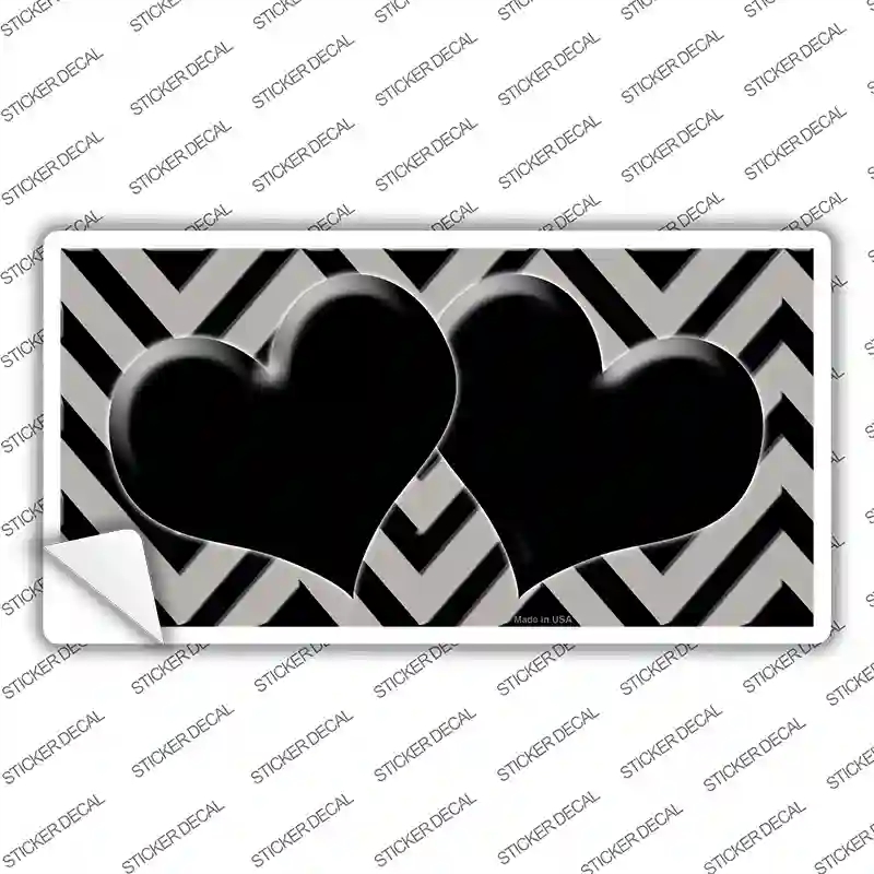 LP-5053s-S Gray Black Chevon Hearts Novelty Sticker Decal, Small