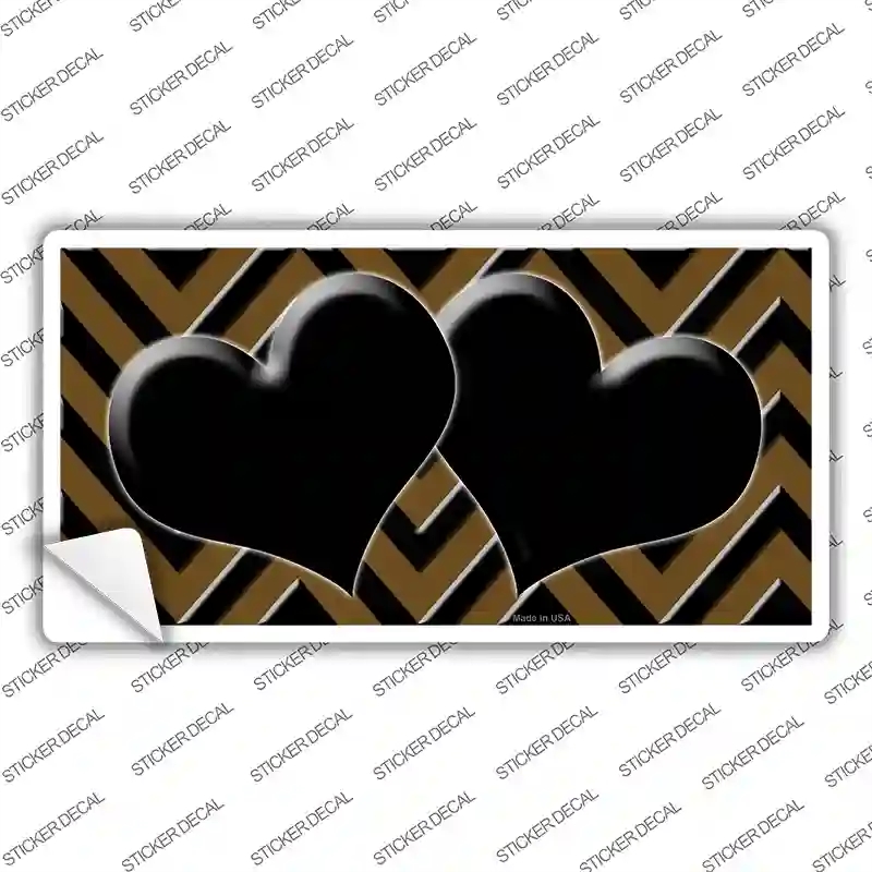 LP-5056s-S Brown Black Chevon Hearts Novelty Sticker Decal, Small