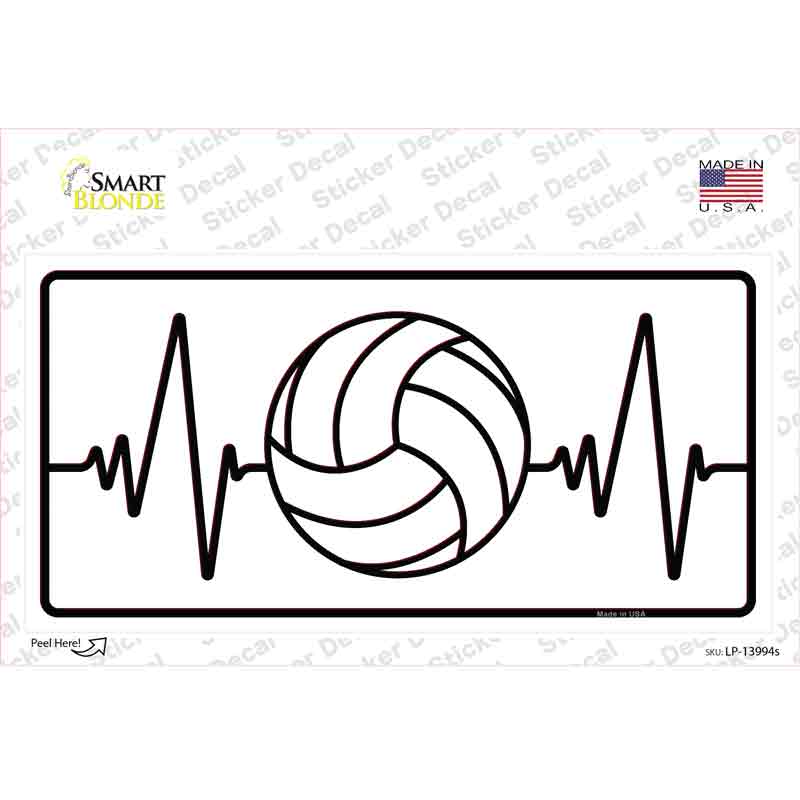 LP-13994s-M Volleyball Heart Beat Novelty Sticker Decal, Medium