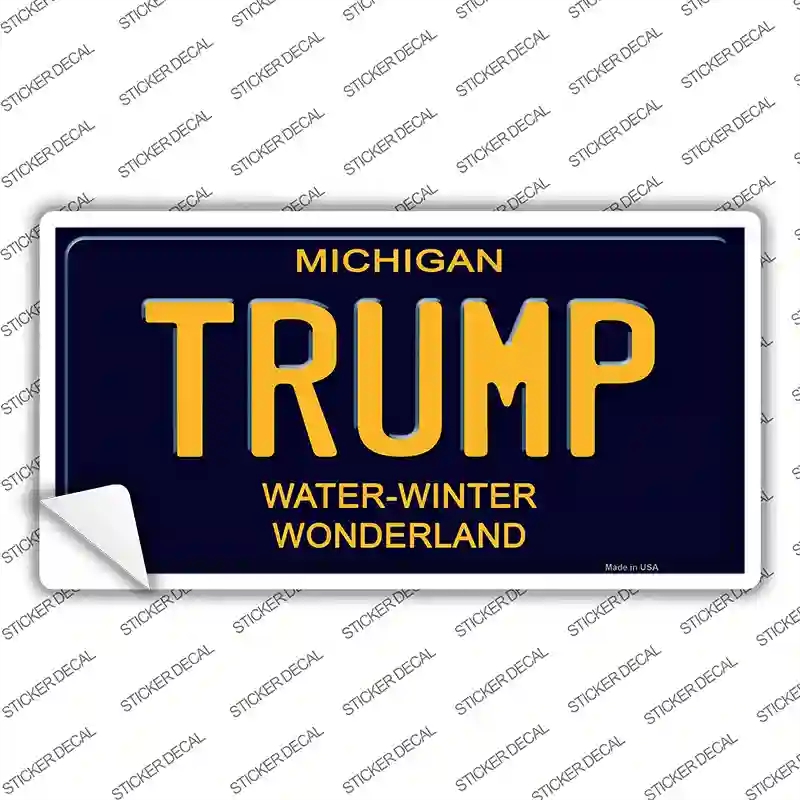 LP-14079s-XL Trump Michigan Blue Novelty Rectangular Sticker Decal, Extra Large