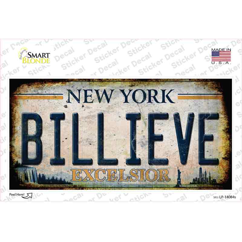 LP-14084s-M Billieve Excelsior   York Novelty Rectangular Sticker Decal, Medium