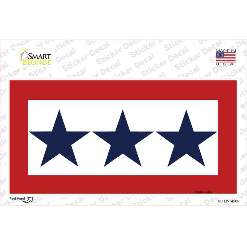 LP-1450s-M Blue Star Three Novelty Sticker Decal, Medium