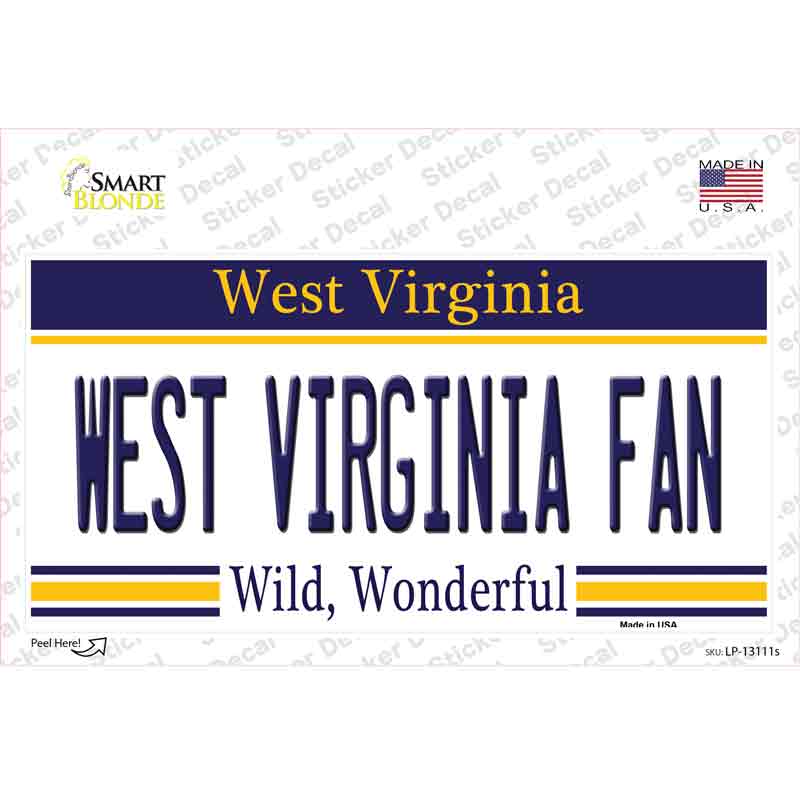 LP-13111s-M West Virginia Fan Novelty Sticker Decal, Medium