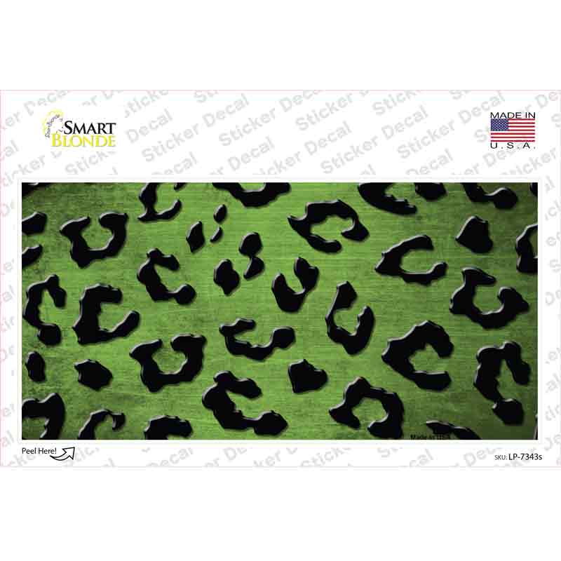 LP-7343s-M Lime Green Black Cheetah Oil Rubbed Novelty Sticker Decal, Medium