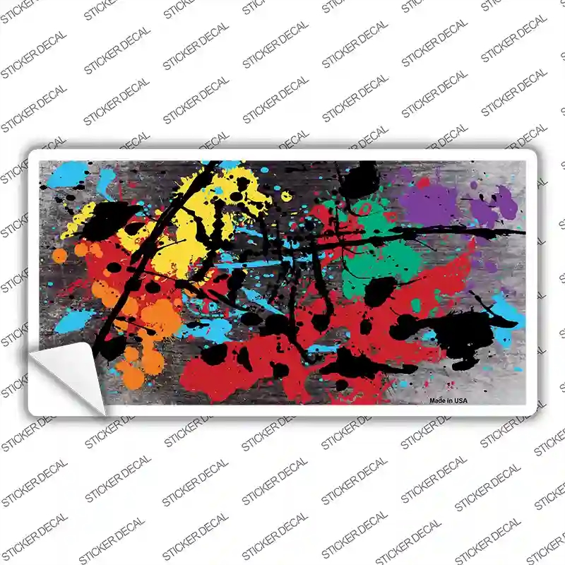 LP-7783s-XL Black White Splatter Oil Rubbed Novelty Sticker Decal, Extra Large