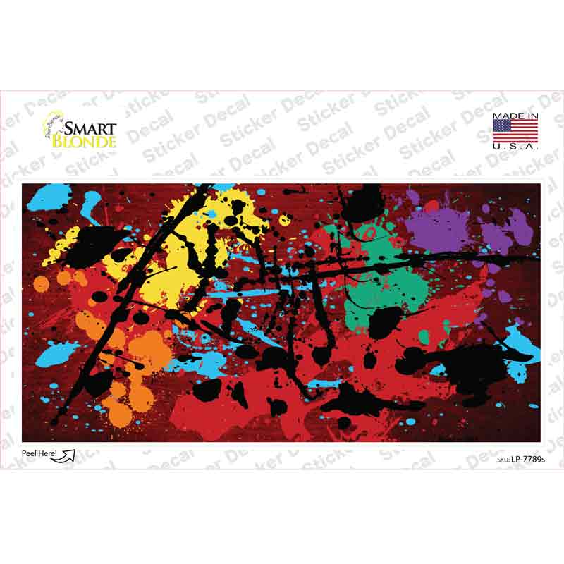 LP-7789s-M Red Splatter Oil Rubbed Novelty Sticker Decal, Medium