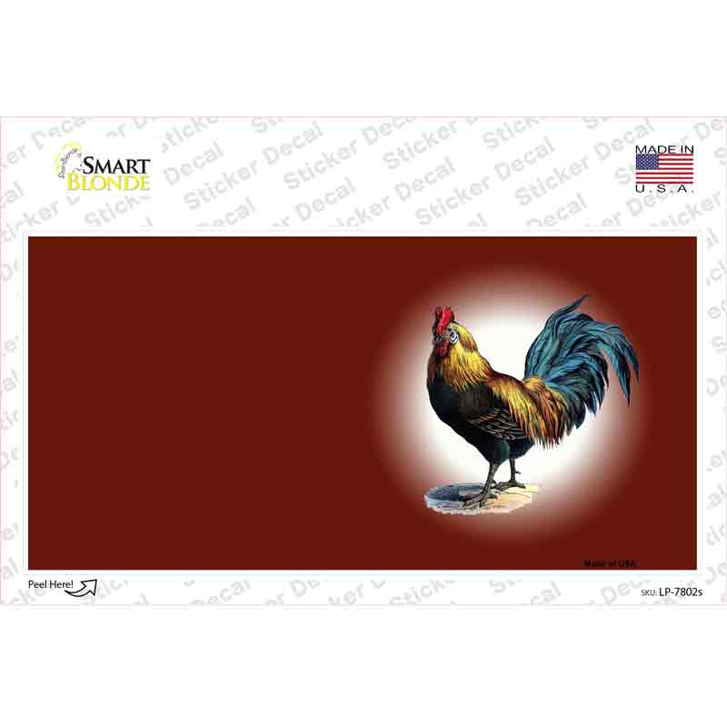LP-7802s-M Rooster Offset Red Novelty Sticker Decal, Medium