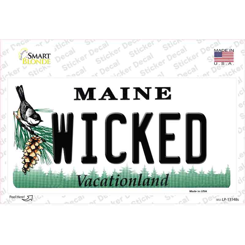 LP-13148s-M Wicked Maine Novelty Sticker Decal, Medium