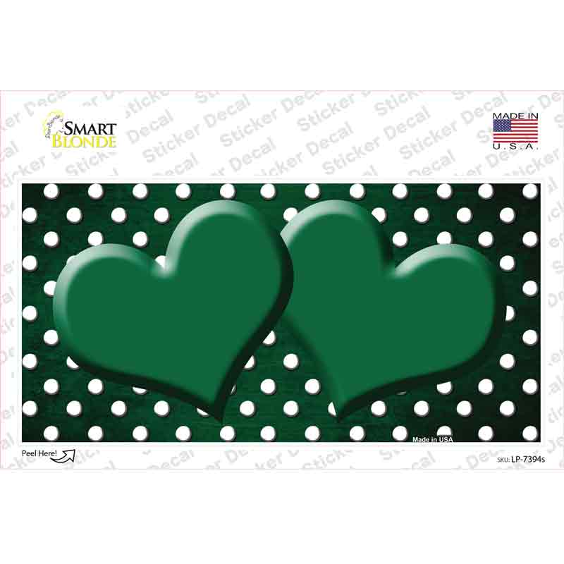 LP-7394s-M Green White Small Dots Hearts Oil Rubbed Novelty Sticker Decal, Medium