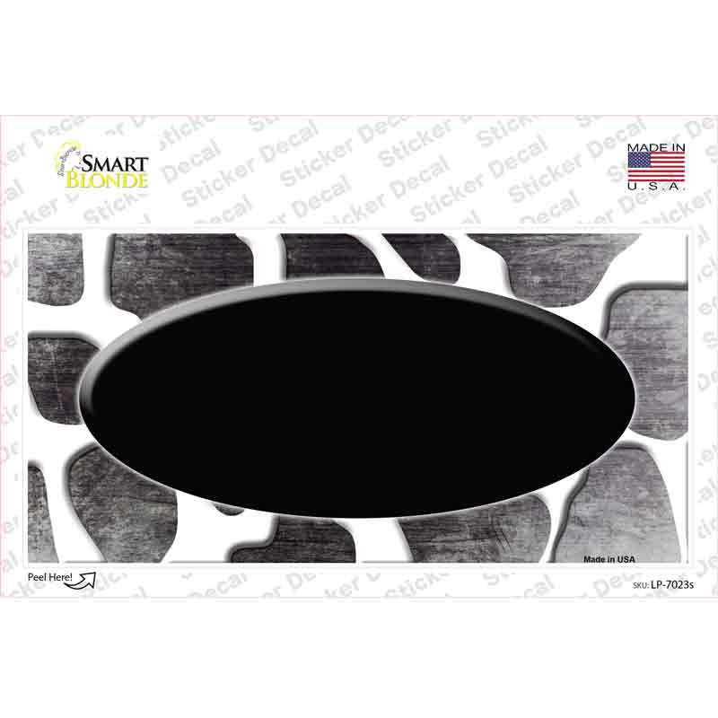 LP-7023s-M Black White Oval Giraffe Oil Rubbed Novelty Sticker Decal, Medium