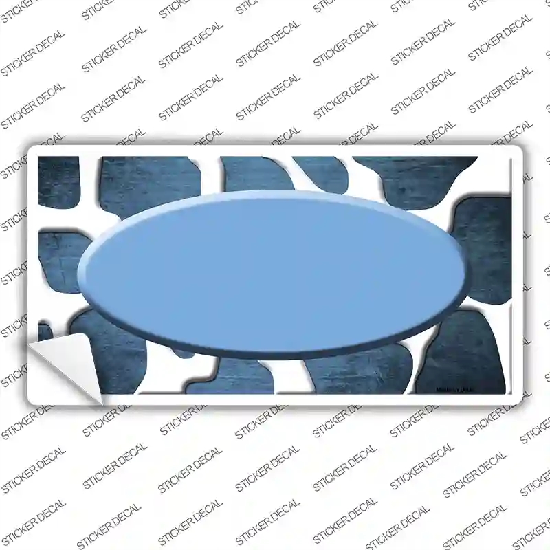 LP-7033s-XL Light Blue White Oval Giraffe Oil Rubbed Novelty Sticker Decal, Extra Large