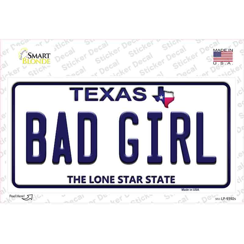 LP-9392s-M Bad Girl Texas Novelty Sticker Decal, Medium