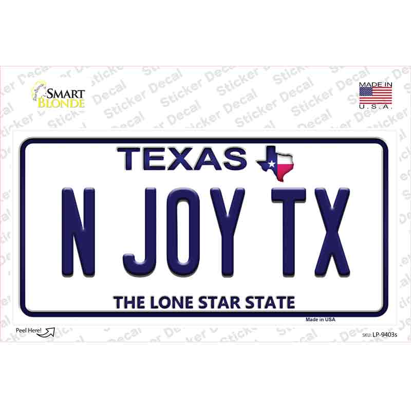 LP-9403s-M N Joy TX Texas Novelty Sticker Decal, Medium
