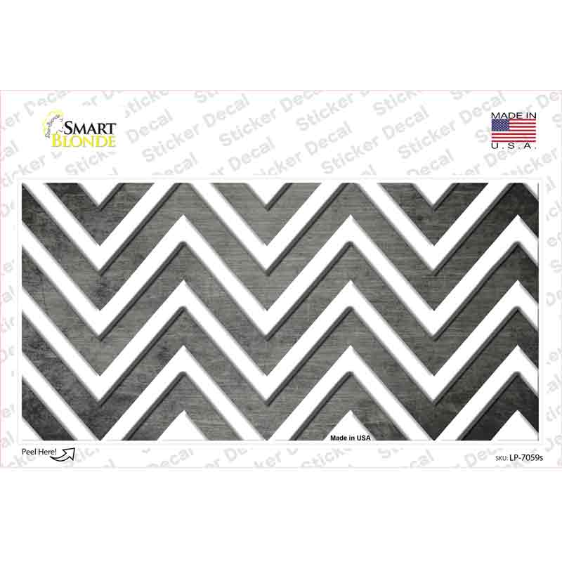 LP-7059s-M Gray White Chevron Oil Rubbed Novelty Sticker Decal, Medium
