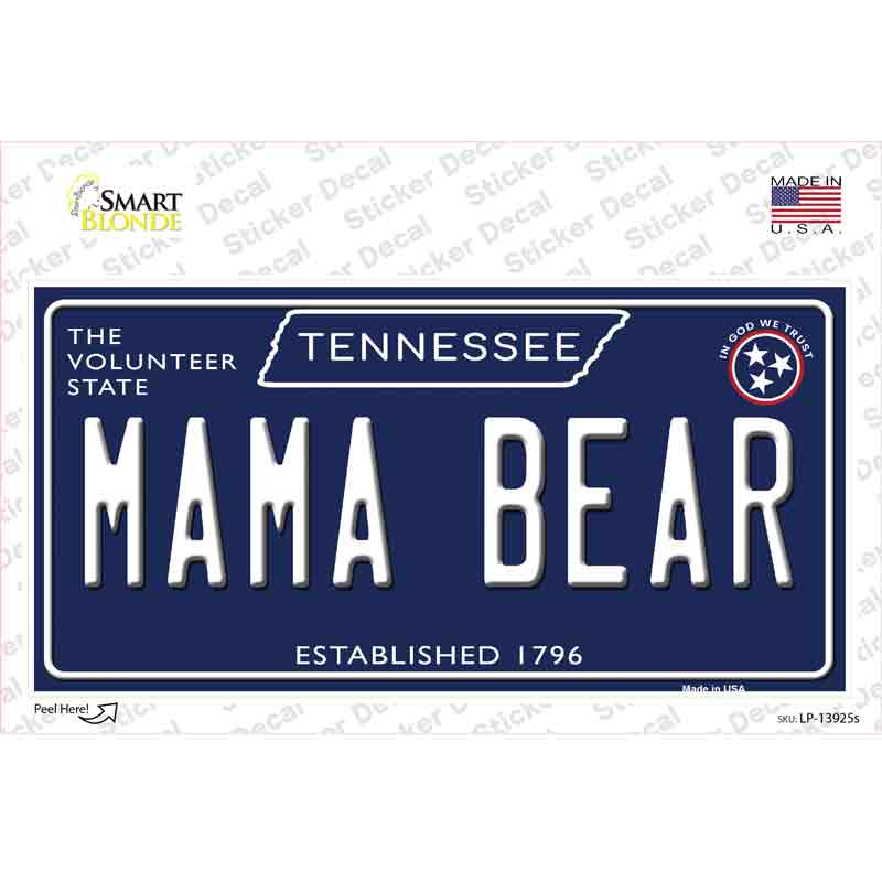 LP-13925s-M Mama Bear Tennessee Blue Novelty Sticker Decal, Medium