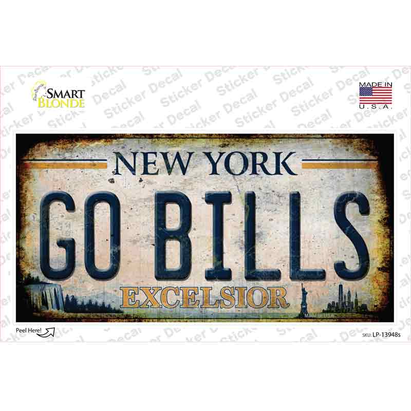 LP-13948s-M Go Bills   York White Novelty Sticker Decal, Medium