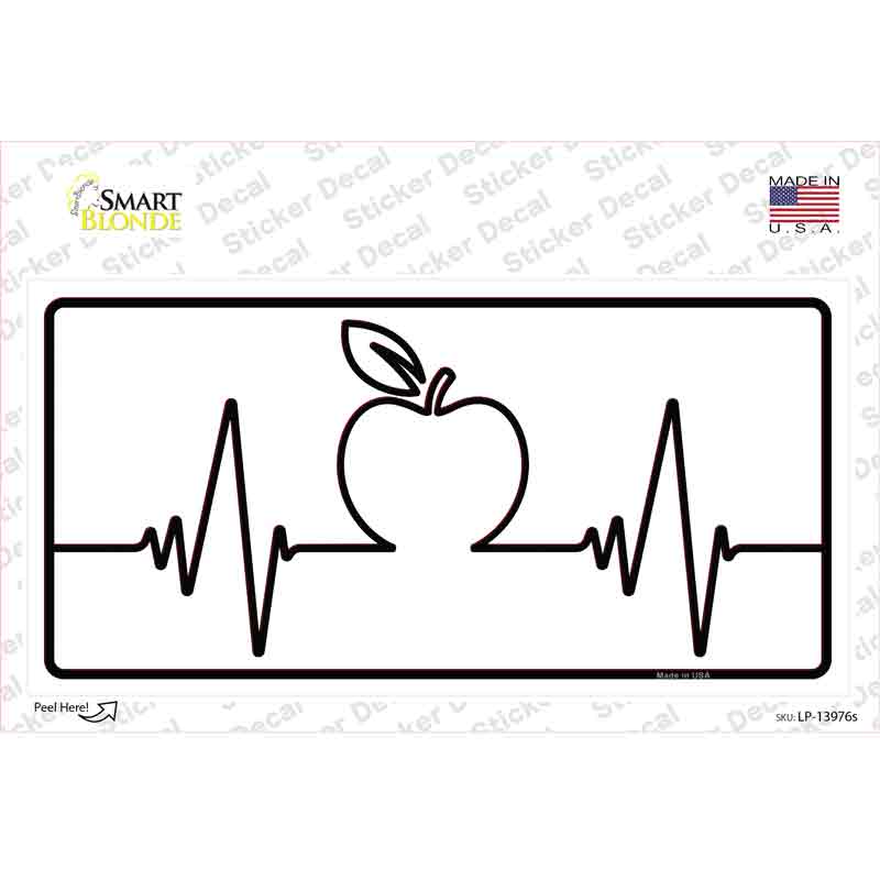 LP-13976s-M Apple Heart Beat Novelty Sticker Decal, Medium