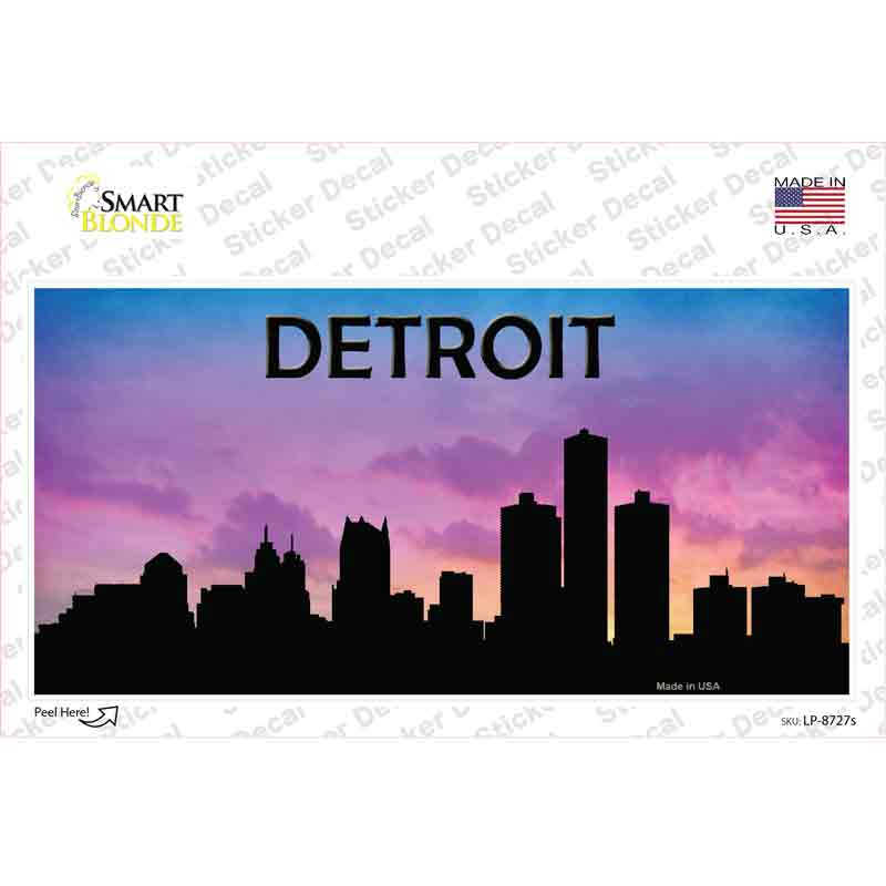 LP-8727s-M Detroit Silhouette Novelty Sticker Decal, Medium
