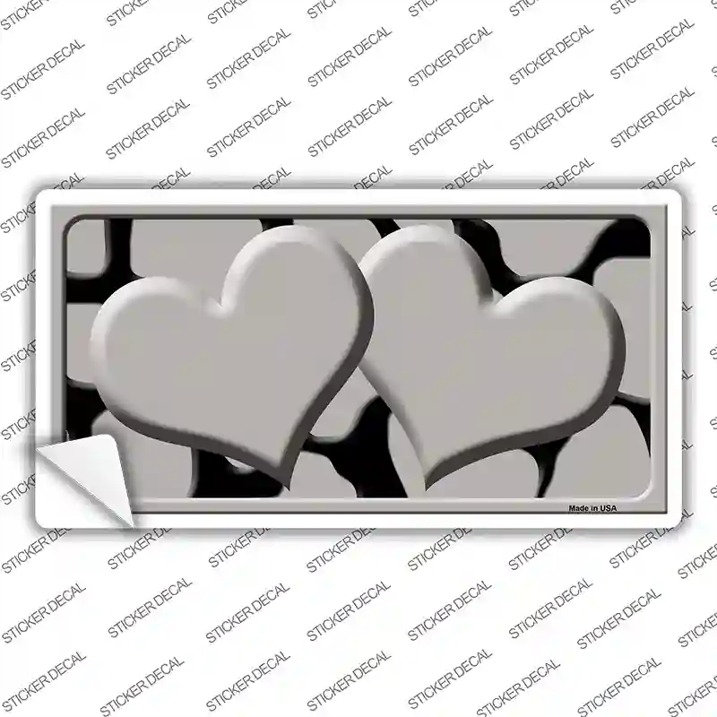 LP-2451s-S Gray Black Giraffe Centered Hearts Novelty Sticker Decal, Small