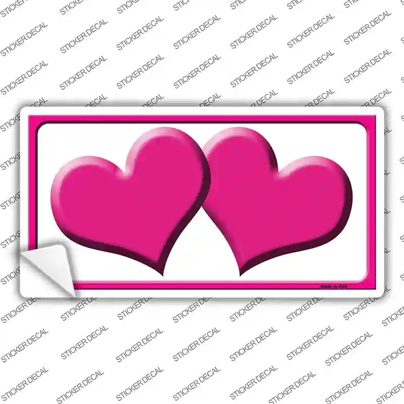 LP-2456s-L Solid Pink Centered Hearts White Novelty Sticker Decal, Large